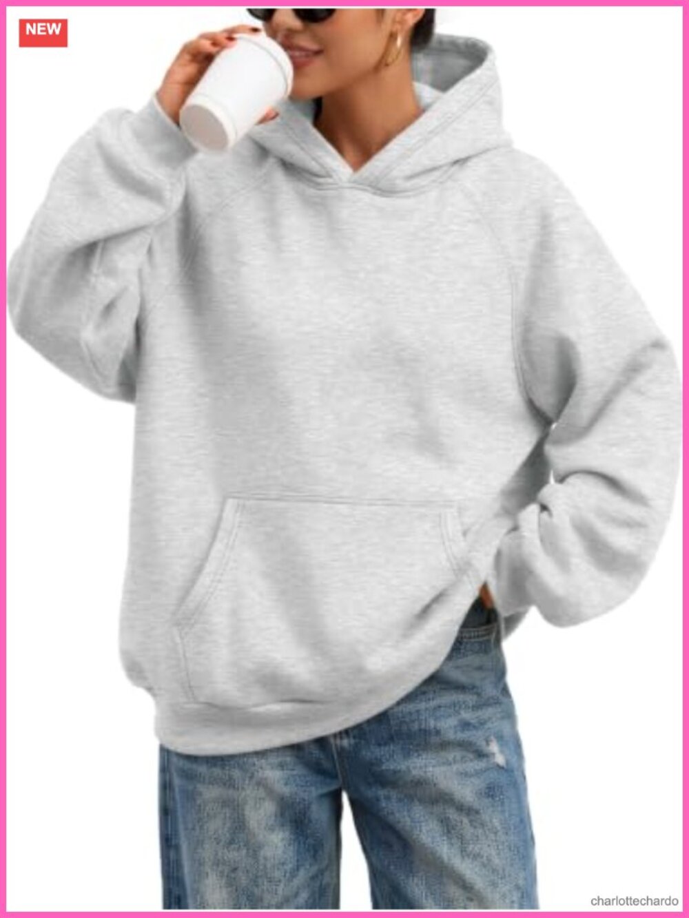 Oversized Fleece Hoodie 50% Cotton 50% Polyester Women's Pullover Streetwear